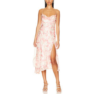 Astr The Label 'Gaia' Pink Jacquard Floral Print Dress Size L